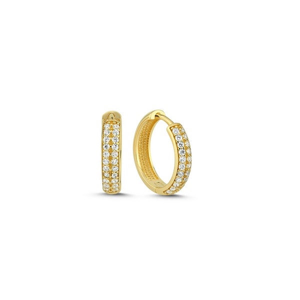 Melfia creoler i 14 karat guld med zirkonia 15 mm